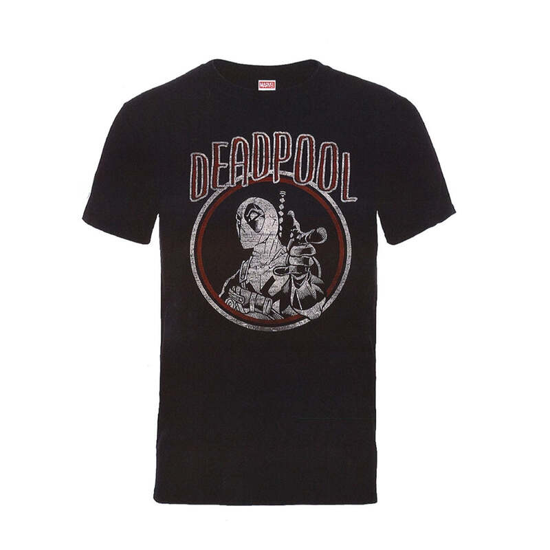 Rockoff Marvel'S Deadpool Vintage Circle Black T-Shirt