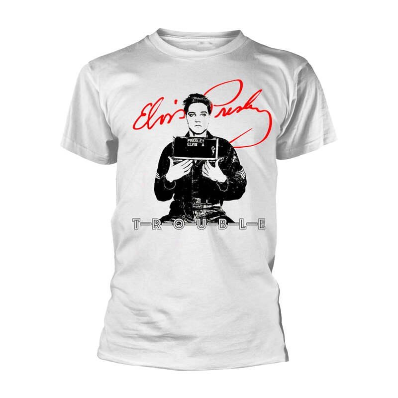 Rockoff Elvis Presley Trouble White T-Shirt Rockoff Elvis Presley Trouble White T-Shirt
