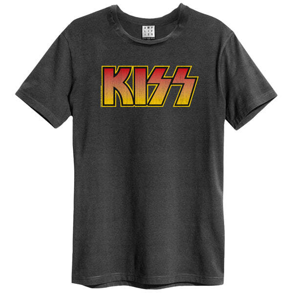 Amplified Kiss - Classic L Logo Distressed Amplified Vintage Charcoal T-Shirt Amplified Kiss - Classic L Logo Distressed Amplified Vintage Charcoal T-Shirt