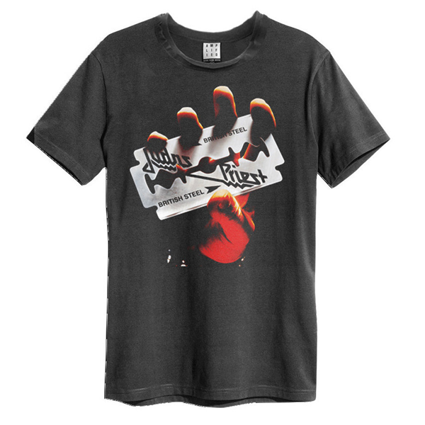Amplified Judas Priest - Judas Priest British Steel Amplified Vintage Charcoal T-Shirt Amplified Judas Priest - Judas Priest British Steel Amplified Vintage Charcoal T-Shirt