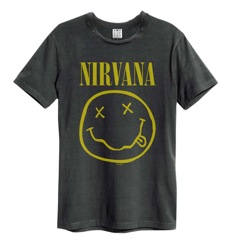 Amplified Amplified Nirvana Smiley Face Charcoal T-Shirt Amplified Amplified Nirvana Smiley Face Charcoal T-Shirt