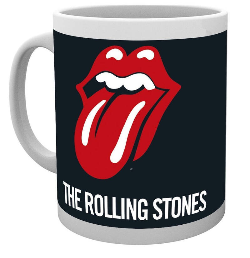 Gb Eye Rolling Stones 'Tongue' Red/White/Black L Logo Design White Mug