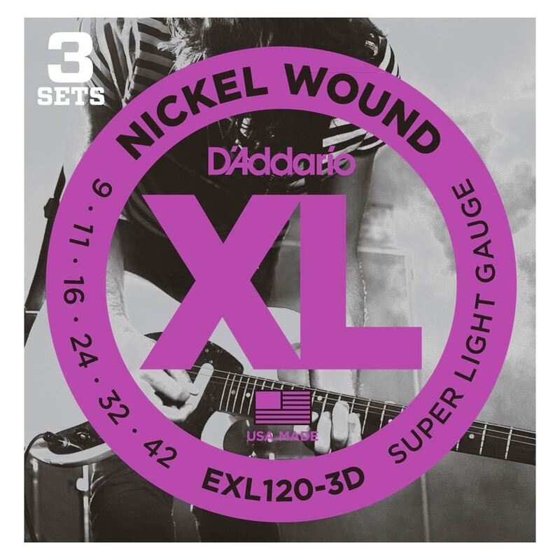 D'Addario Electric Guitar String Super Light Gauge - 3 Set Value Pack