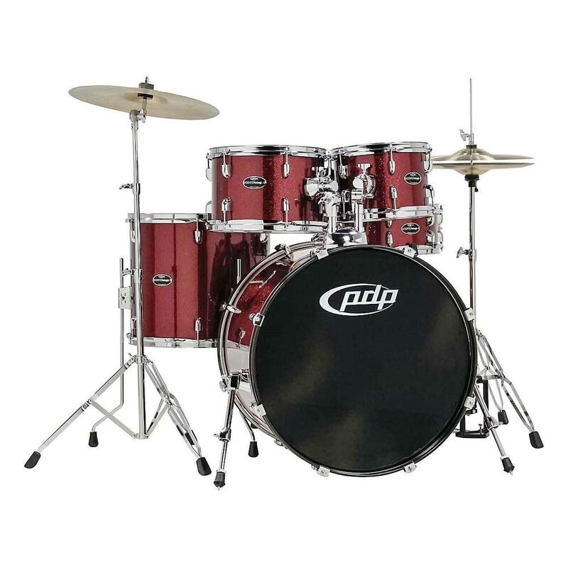 PDP Center Stage 5 Pieces Drum Set with Hardware and Cymbals - Ruby