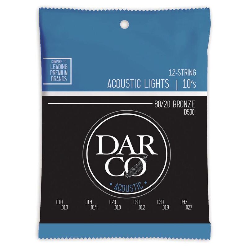 Martin Darco Acoustic Guitar Strings Set 80/20 Bronze - 12 Strings - Light - 0.10/0.10 - 0.47/0.27 - D500