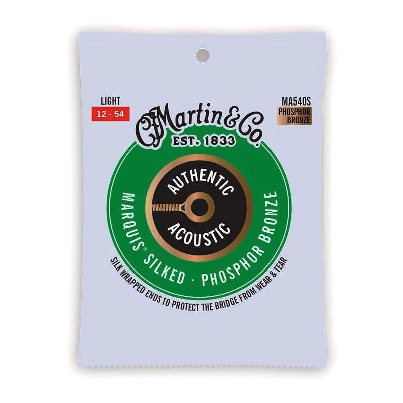 Martin Acoustic Guitar Strings Set Marquis Silked - 92/8 Phosphor Bronze Light - 012 -.054 - MA540S