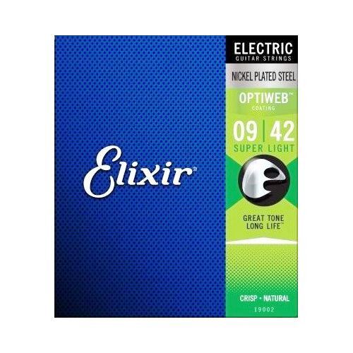 Elixir Electric Nickel Plated Steel Guitar Strings with OPTIWEB - Super Light .009 - .042