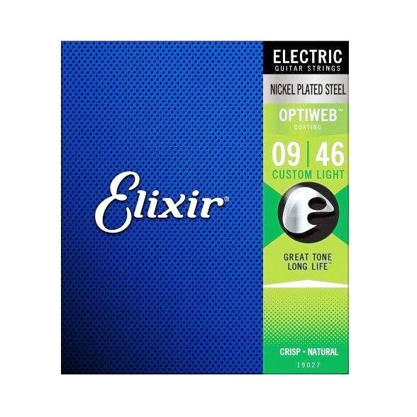 Elixir Electric Nickel Plated Steel Guitar Strings with OPTIWEB - Custom Light .009 - .046