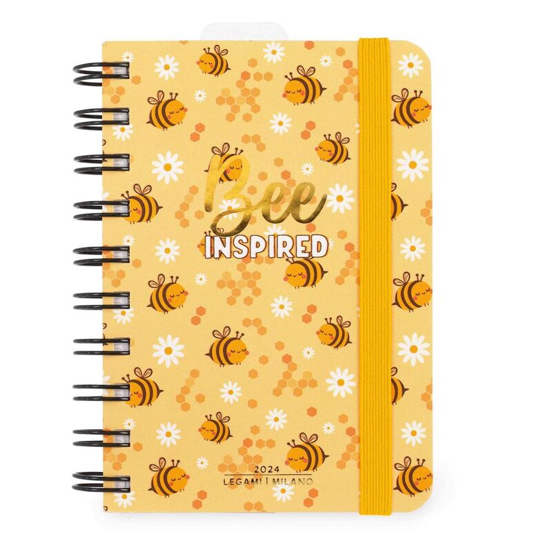 Legami 12-Month Diary - 2024 -Small Daily Spiral Bound Diary - Bee