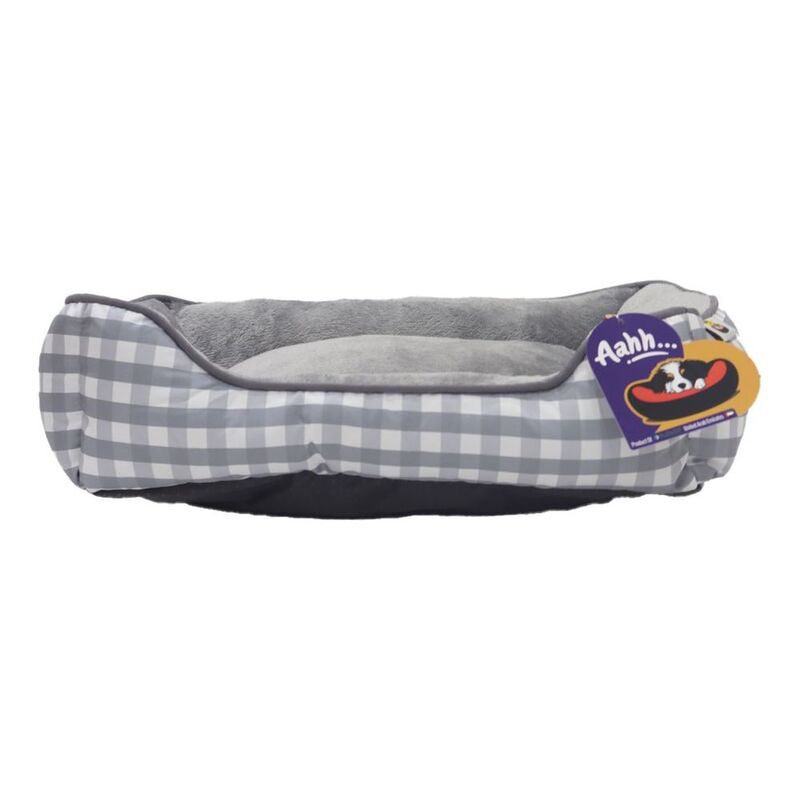 Nutrapet Aahh Dog Bed Squarey L46 x W36 x H42 cm Flannel Grey Checkered