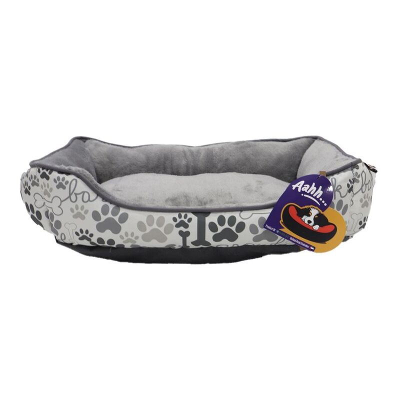 Nutrapet Aahh Dog Bed Squarey L46 x W36 x H42 cm Flannel Grey Paw & Bones