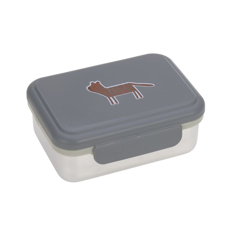 Lassig Kids Lunchbox Stainless Steel Safari Tiger - Grey Lassig Kids Lunchbox Stainless Steel Safari Tiger - Grey
