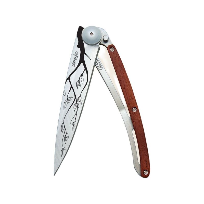 Deejo 37G Pocket Knife - Coral Wood/Tree (Grey)