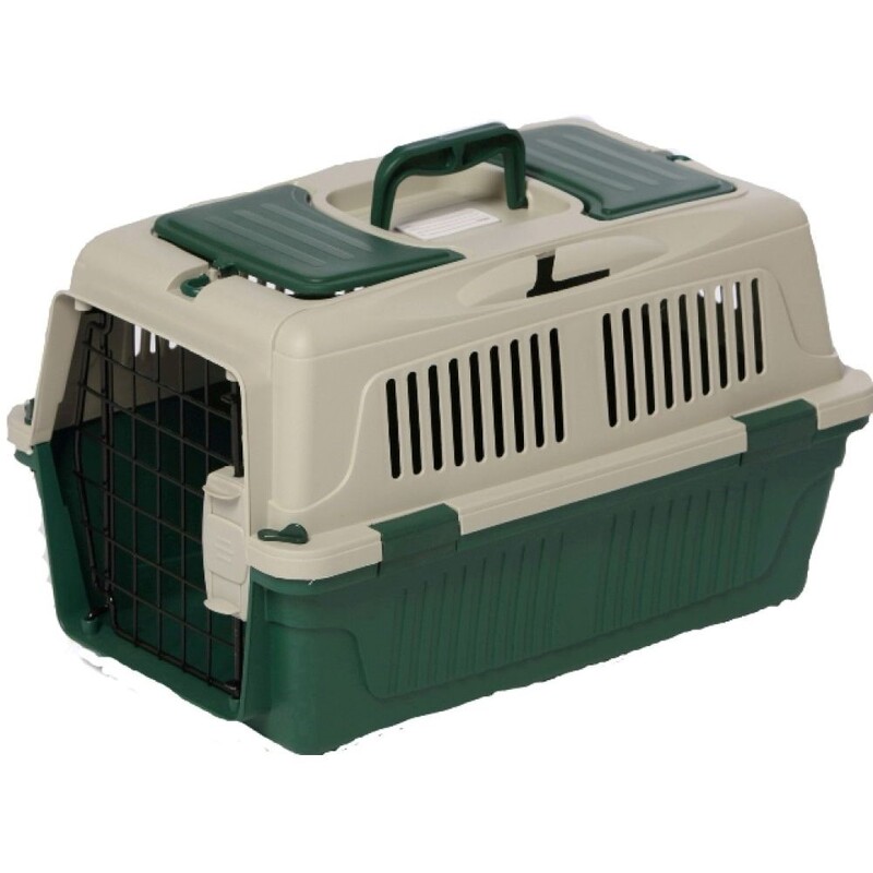 Nutrapet Dog & Cat Carrier Box Closed Top Dark Green L57cm x W37cm x H35 cm