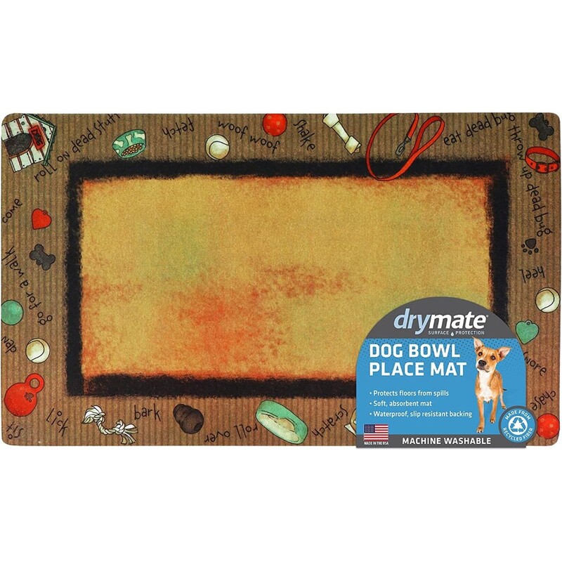 Drymate Dog Bowl Placemat Bow Wow Wonder - Brown - 12 x 20 inch