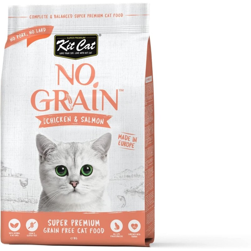 Kit Cat No Grain Super Premium Cat Food with Chicken & Salmon 1Kg Kit Cat No Grain Super Premium Cat Food with Chicken & Salmon 1Kg