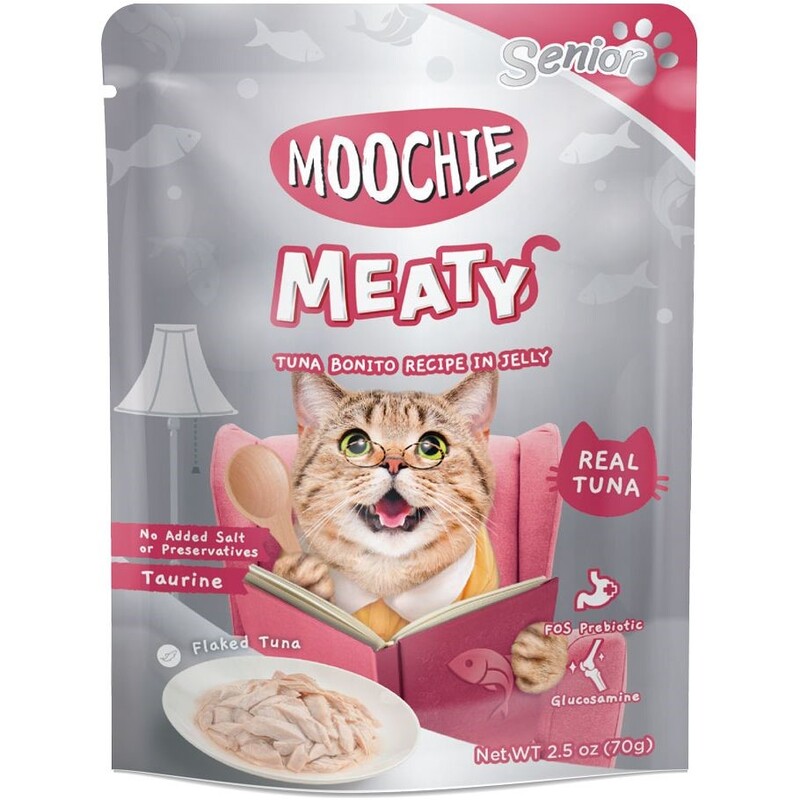 Moochie Cat Food Tuna & Bonito Recipe In Jelly Pouch 12 x 70 g Moochie Cat Food Tuna & Bonito Recipe In Jelly Pouch 12 x 70 g