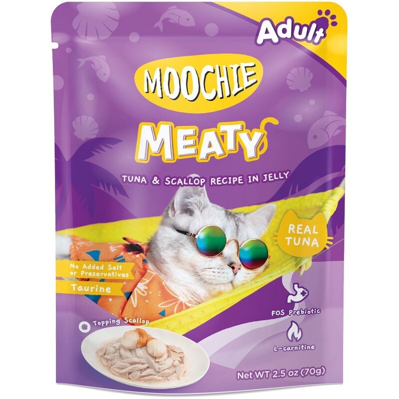 Moochie Cat Food Tuna & Scallop Recipe In Jelly Pouch 12 x 70 g Moochie Cat Food Tuna & Scallop Recipe In Jelly Pouch 12 x 70 g