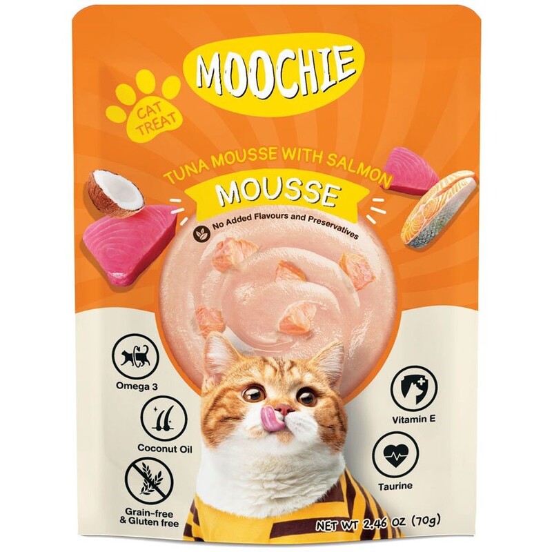 Moochie Cat Food Tuna Mousse with Salmon Pouch 12 x 70 g