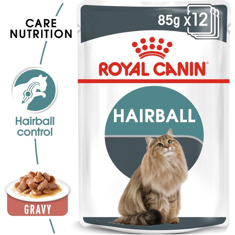 Royal Canin Feline Care Nutrition Hairball Gravy Wet Food Pouches (12 x 85g)