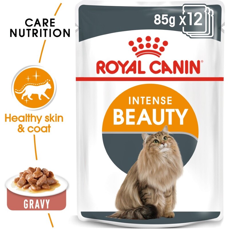 Royal Canin Feline Care Nutrition Intense Beauty Gravy Wet Food Pouches (12 x 85g)