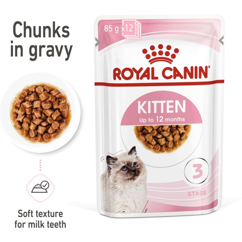Royal Canin Feline Health Nutrition Kitten Gravy Wet Food Pouches (12 x 85g) Royal Canin Feline Health Nutrition Kitten Gravy Wet Food Pouches (12 x 85g)
