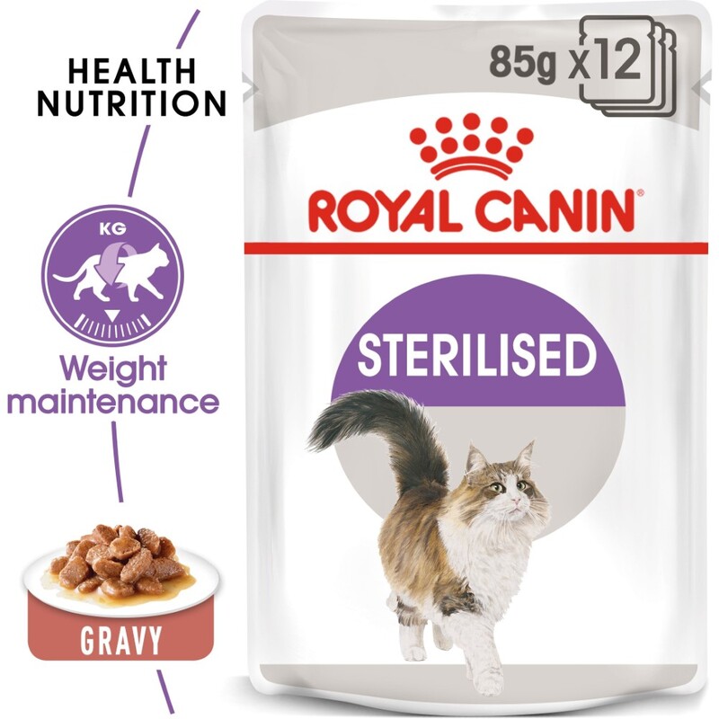 Royal Canin Feline Health Nutrition Sterilised Gravy Wet Food Pouches (12 x 85g)