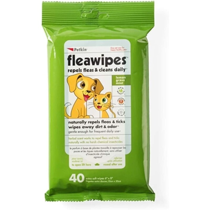 Petkin Fleawipes 40 Count Dog Hygiene & Cat Hygiene Wipes