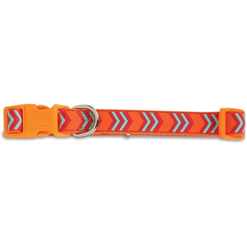 Doskocil Aspen Pet Products Petmate Rubber Collar - Chevron Orange - 3/4" x 14-20"