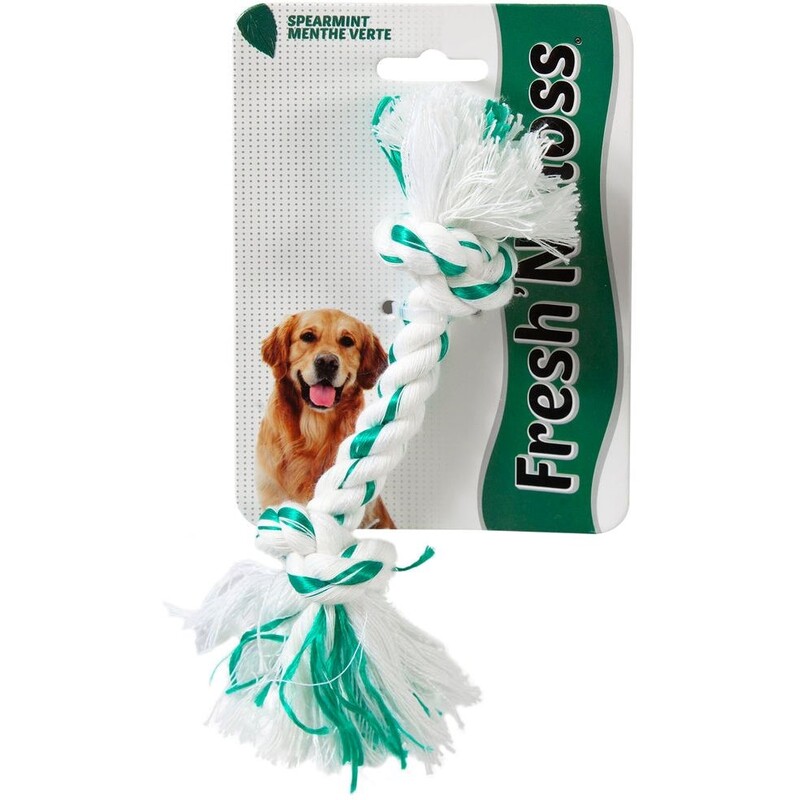 Fresh 'N Floss Booda Fresh N Floss 2 Knot Bone Rope Dog Toy - Large - Spearmint Fresh 'N Floss Booda Fresh N Floss 2 Knot Bone Rope Dog Toy - Large - Spearmint