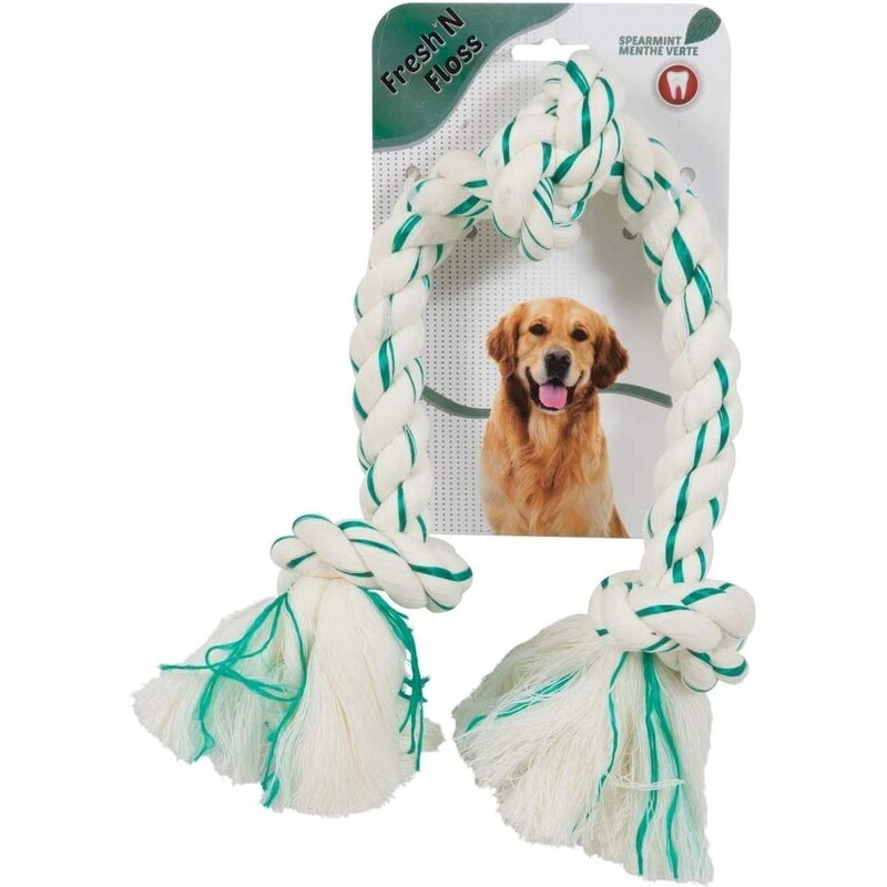 Fresh 'N Floss Booda Fresh N Floss 3 Knot Tug Rope Dog Toy - Large - Spearmint