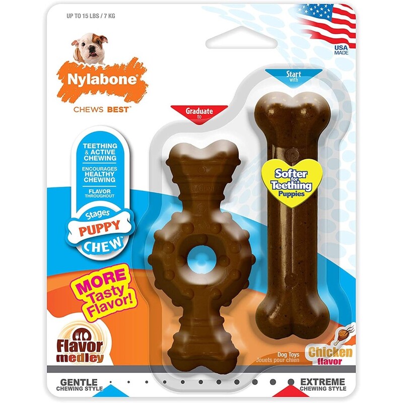 Nylabone Just For Puppies Teething Chew Ring Bone & Toy Flavor Medley & Chicken Flavor X-Small/Petite (1 Count)