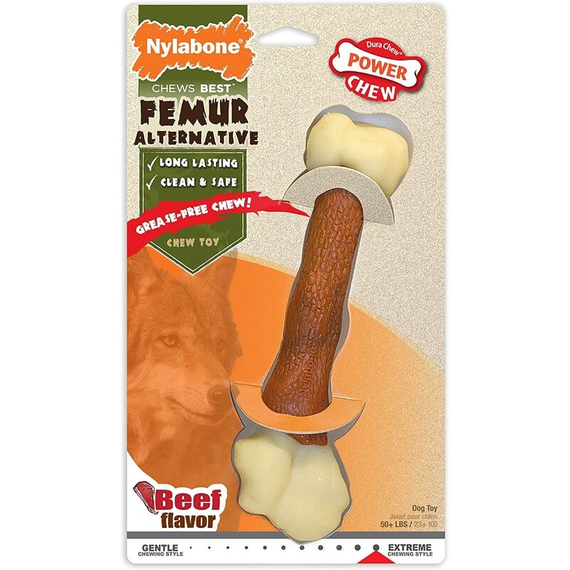 Nylabone Power Chew Durachew Femur Bone Rawhide Alternative Dog Chew Toy - XL/Souper)