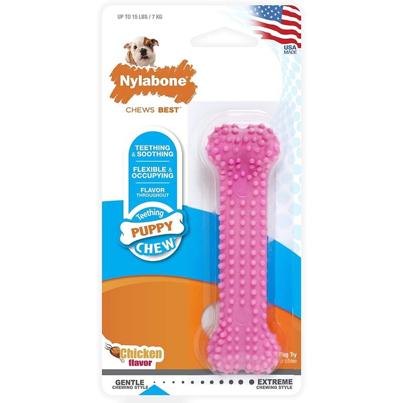 Nylabone Puppy Teething & Soothing Flexible Chew Toy Chicken Petite