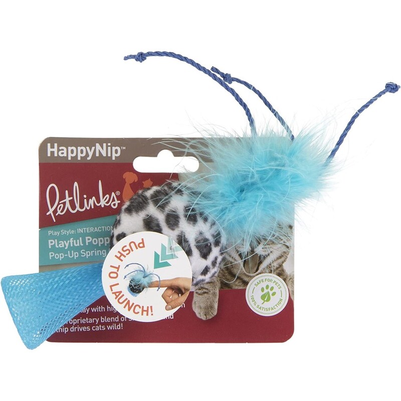 Petlinks Playful Popper Soft Plush Pop-Up Spring Catnip & Silvervine Cat Toy