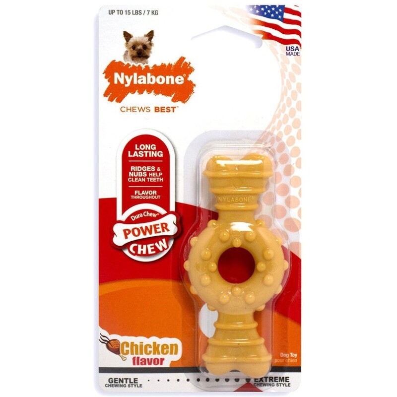 Nylabone Durachew Textured Ring Bone Chicken Blister Card Petite