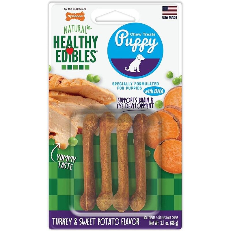 Nylabone Healthy Edible Puppy Sweet Potato &Turkey 4Ct Bl Nylabone Healthy Edible Puppy Sweet Potato &Turkey 4Ct Bl