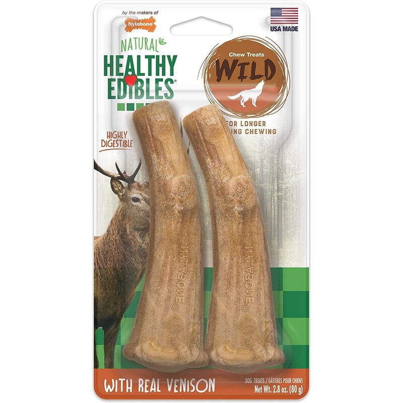 Nylabone Healthy Edibles Antler Real Venison 2 Count Medium Nylabone Healthy Edibles Antler Real Venison 2 Count Medium