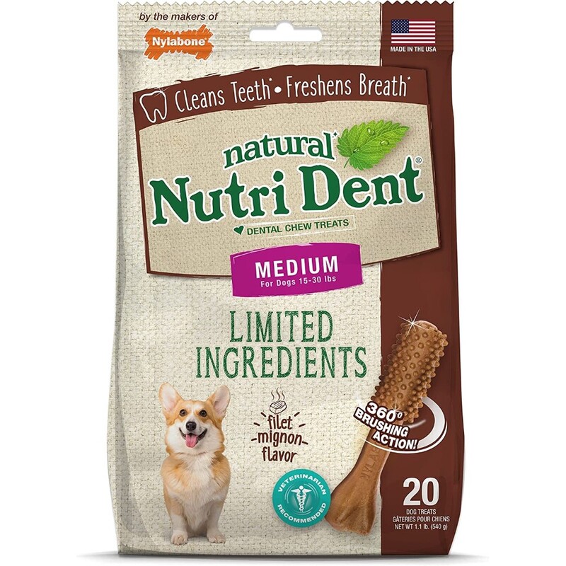 Nylabone Nutri Dent Filet Mignon 20 Count Pouch Medium