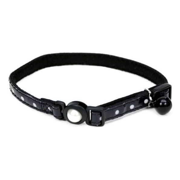 Coastal 3/8-Inch Safe Cat Fashion Collar with Polka Dot Overlay Black Coastal 3/8-Inch Safe Cat Fashion Collar with Polka Dot Overlay Black