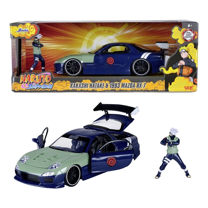 Jada Toys Anime Naruto Kakashi Hatake And 1993 Mazda RX-7 Diecast Model Car With Figure 1.24 Scale