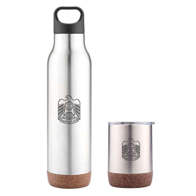 Rovatti Pola Almelo Flask & Tumbler UAE Set (Tumbler 180ml & Flask 60ml) - Silver