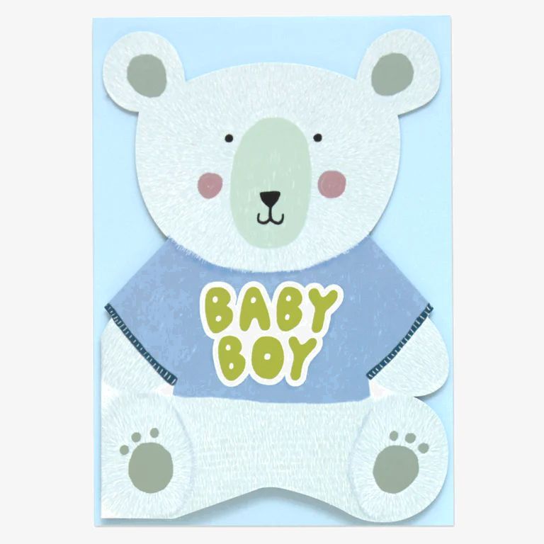 Raspberry Blossom Baby Boy Greeting Card (16.2 x 11.4cm)