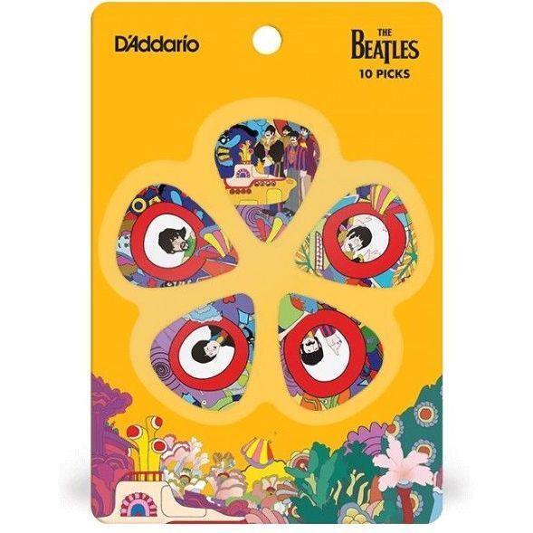 D'Addario 1CWH4-10B7 Beatles Yellow Submarine 50th Anniversary Guitar Picks - Medium (10-Pack)