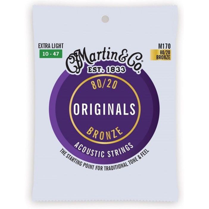 Martin M170 Original 80-20 Bronze Acoustic Guitar Strings - .010-.047 Extra Light