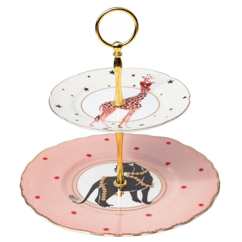 Yvonne Ellen 2 Tier Cake Stand - Poodle & Elephant (22 cm / 16 cm)