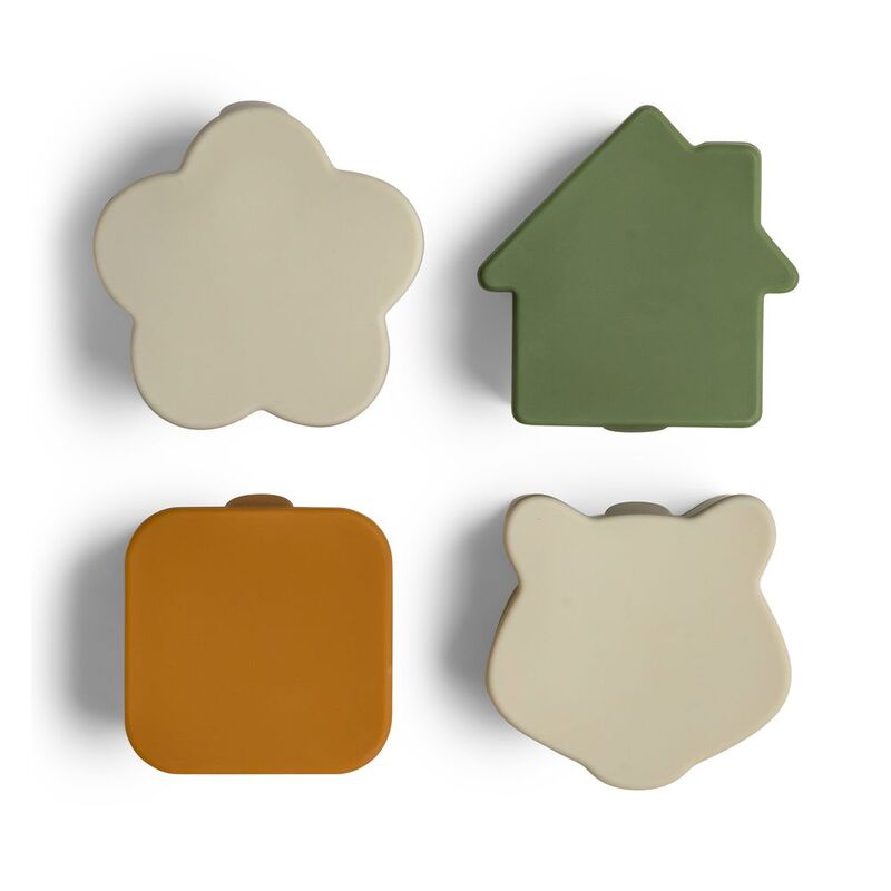 Citron 2023 Silicone Lunchbox Organizers (Set of 4) - Caramel/Green/Grey Citron 2023 Silicone Lunchbox Organizers (Set of 4) - Caramel/Green/Grey