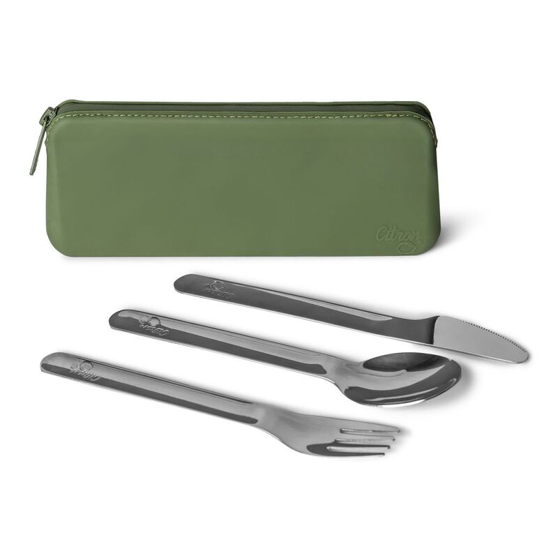 Citron 2023 Stainless Steel Cutlery with Pouch Green Citron 2023 Stainless Steel Cutlery with Pouch Green