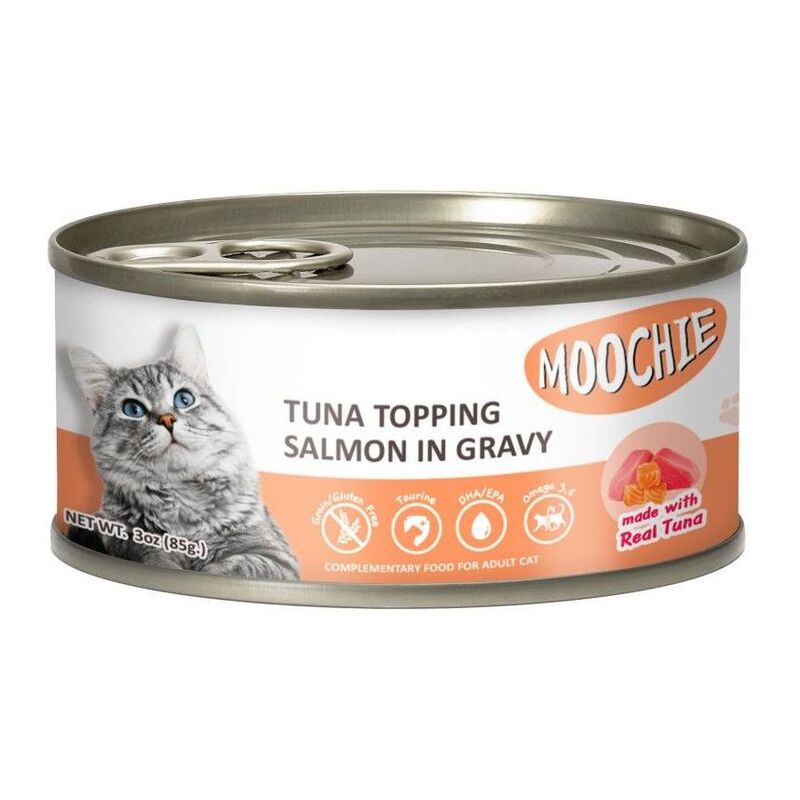 Moochie Adult Tuna Topping Salmon 85g Can