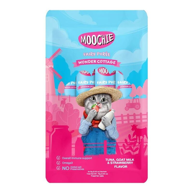Moochie Wonder Cottage Tuna Goat Milk & Strawberry Flavor 15g Pouch